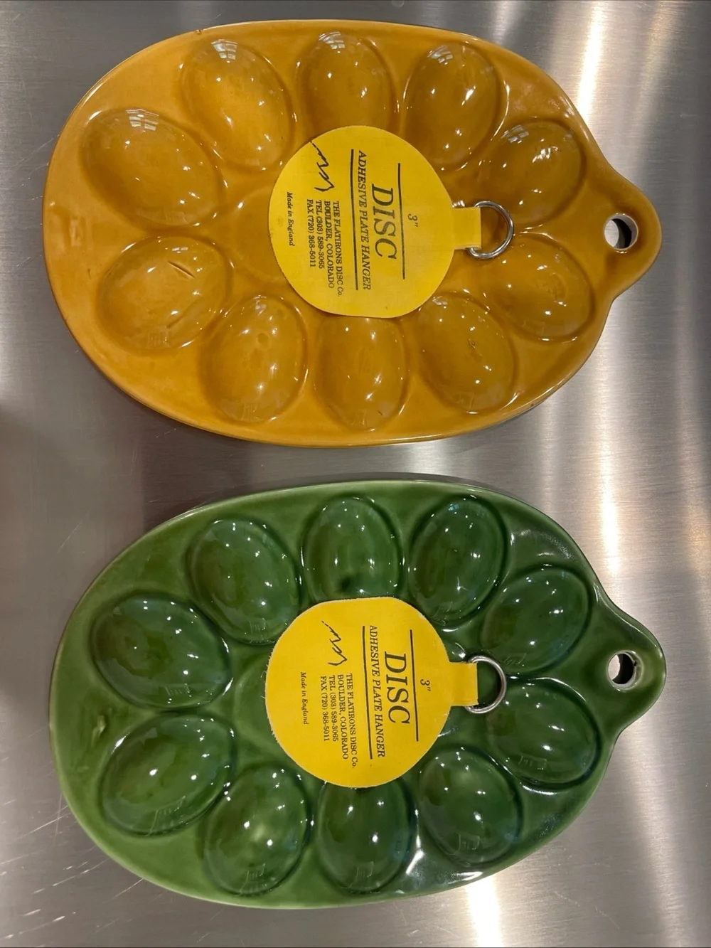 Ceramic Deviled Egg Serving Platter - Yellow and Green